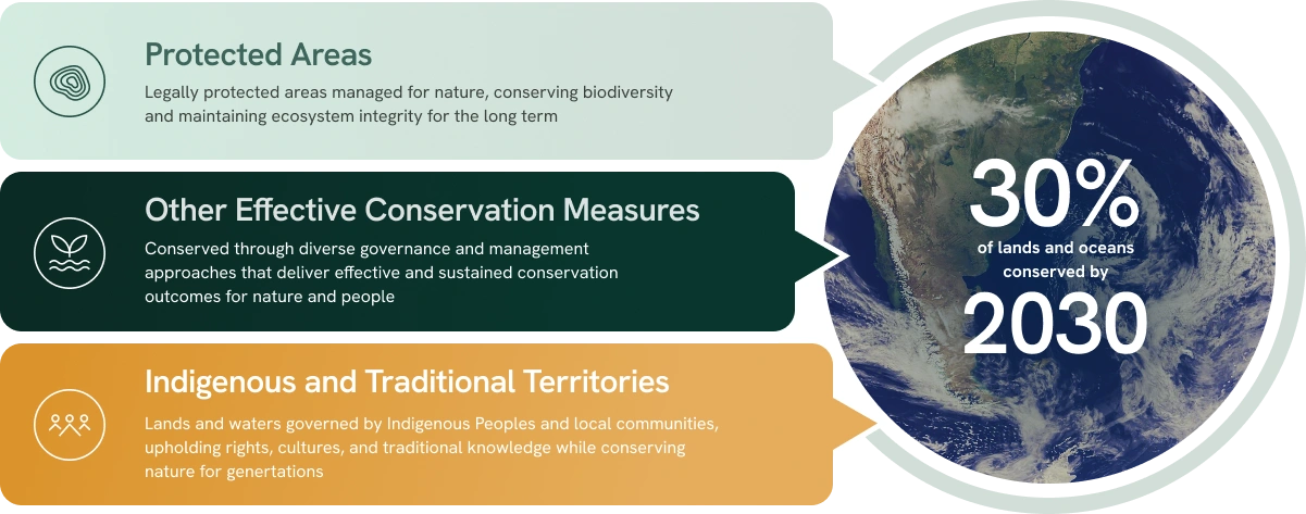 Graph showing pathways to achieve the 30x30 conservation target.